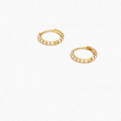 Enamel Stripe Huggie Hoop Earrings