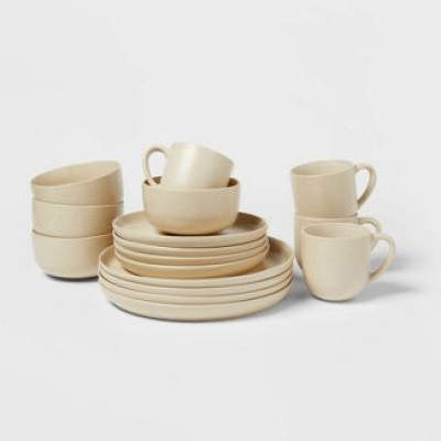 16pc Stoneware Tilley Fashion Dinnerware Set White