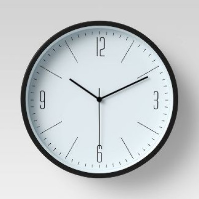 6" Plastic Table Top Wall Clock Black